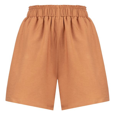 شلوارک زنانه سرژه مدل کمر کش جیب دار 229127 رنگ شتری