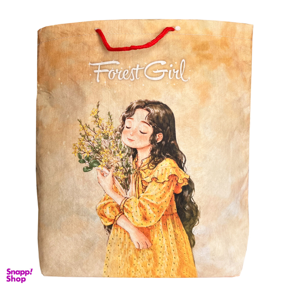 ساک هدیه پارچه ای طرح دختر جنگلی رویایی سایز 27×30 سانتی متر