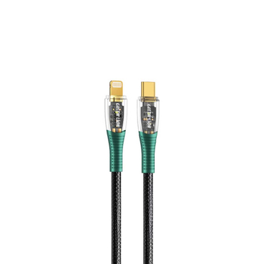 کابل دیتا 20 وات Type-C به Lightning گرین لاین مدل Transparent Cable کد GNTSCLTG1MBK طول 1 متر