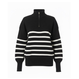 پولیور بافت زنانه طرح راه راه مدل ایلیا رنگ مشکی