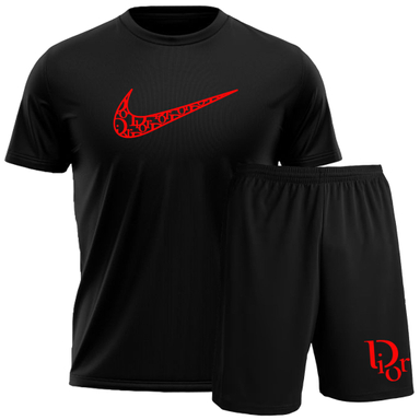 ست تیشرت و شلوارک اسپرت مردانه آلفامد کد TSH002 رنگ مشکی