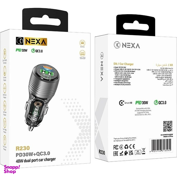 شارژر فندکی 48 وات دو پورت نکسا مدل R230