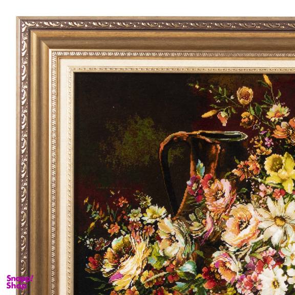 تابلو فرش دستباف سی پرشیا مدل گل در سبد حصیری کد 903656