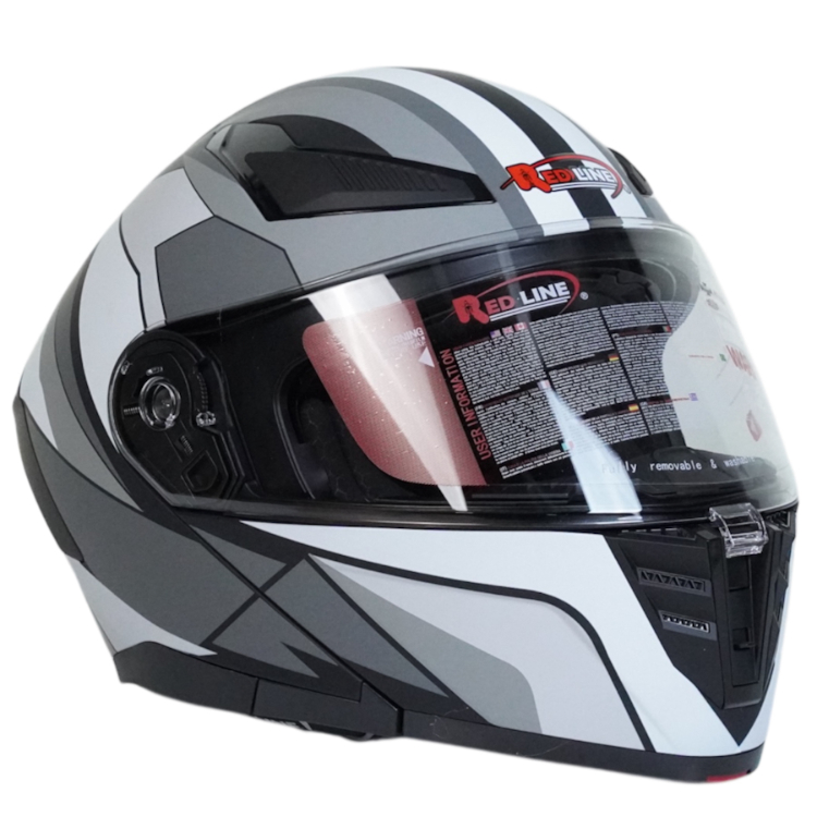 کلاه کاسکت فک متحرک رد لاین کد 960 رنگ طوسی به همراه کاور