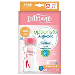 شیشه شیر دکتر براونز مدل پهن آپشن پلاس گنجایش 270 میلی لیتر بسته 2 عددی