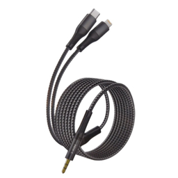 کابل Jack 3.5mm به Lightning/Type-C ایکس کین کد XK-AUX115 طول 1.2 متر