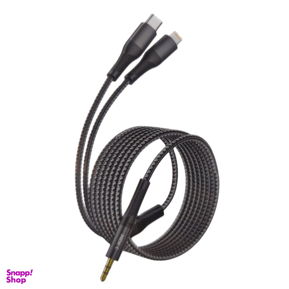 کابل Jack 3.5mm به Lightning/Type-C ایکس کین کد XK-AUX115 طول 1.2 متر