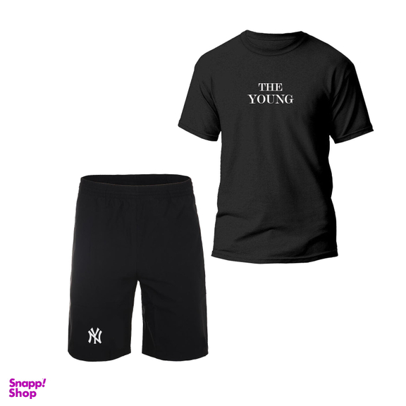 ست تیشرت و شلوارک مردانه طرح یانگ کد TM08 رنگ مشکی