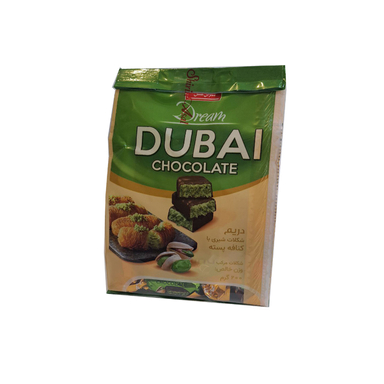 دریم شکلات شیری با کنافه پسته Dubai Chocolate شیرین عسل وزن 200 گرم