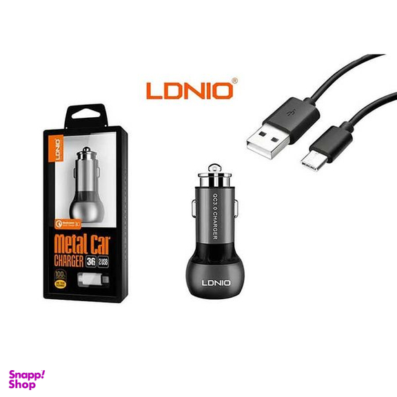 شارژر فندکی الدینیو مدل C503Q همراه با کابل usb-C