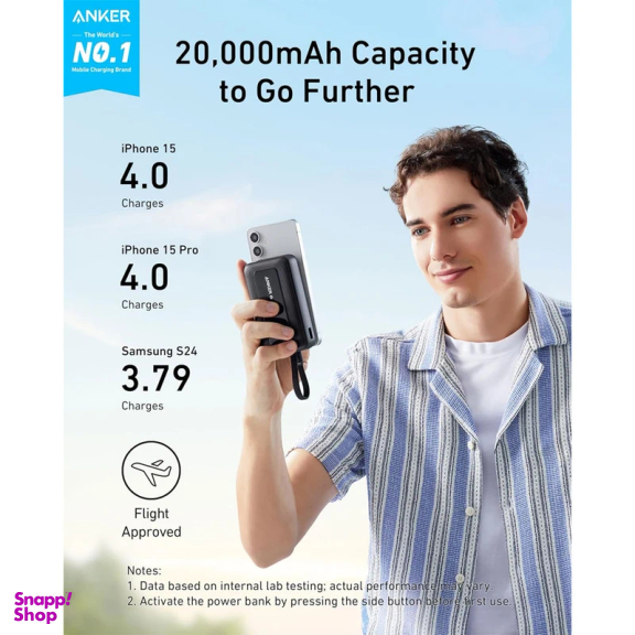 پاوربانک انکر مدل Zolo 30W A1689 ظرفیت 20000 میلی آمپر ساعت