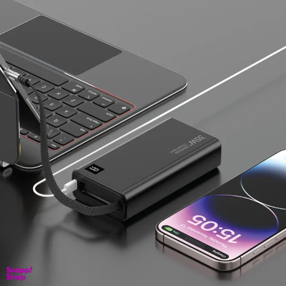 پاوربانک گرین لاین مدل Retractable GNRET35W20BK ظرفیت 20000 میلی‌ آمپر ساعت