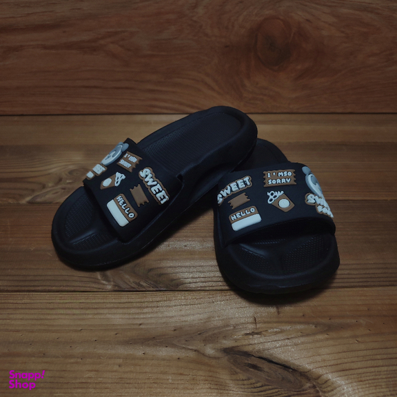 دمپایی بچگانه زیتون مدل سوییت رنگ مشکی