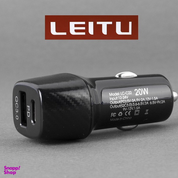 شارژر فندکی لیتو Leitu مدل 20 وات LC-C22 به همراه کابل USB-C
