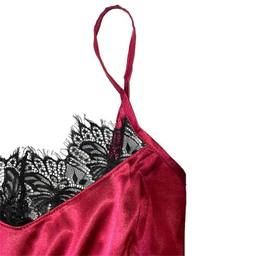 لباس خواب ساتن زنانه لوکا کد 105 رنگ زرشکی