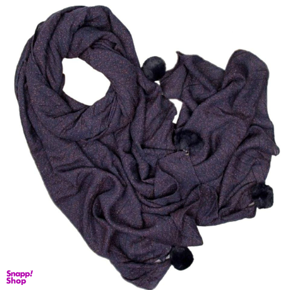 شال زنانه طرح برفکی پوم دار کد 1