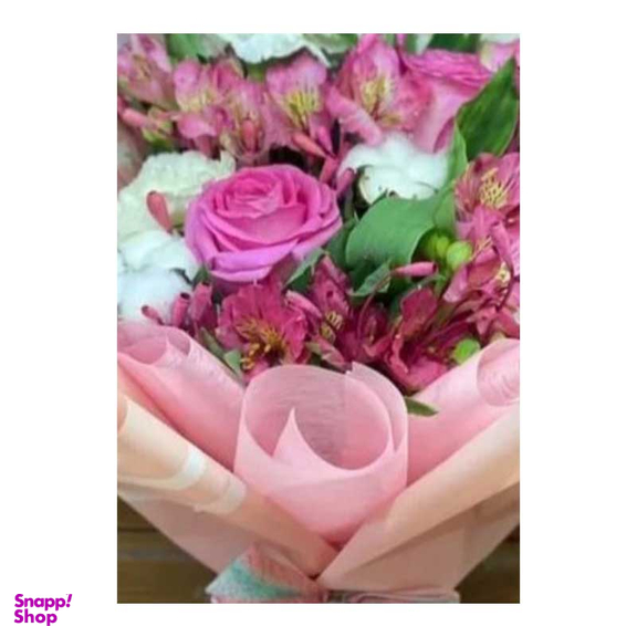 دسته گل طبیعی رز و آلسترومریا و میخک مدل میکس