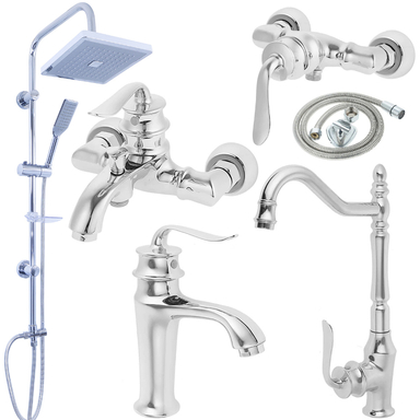 ست شیرآلات اهرمی اندیکا مدل ErvinAbsar کد 1060 به همراه دوش حمام رسوبگیر مجموعه 6 عددی