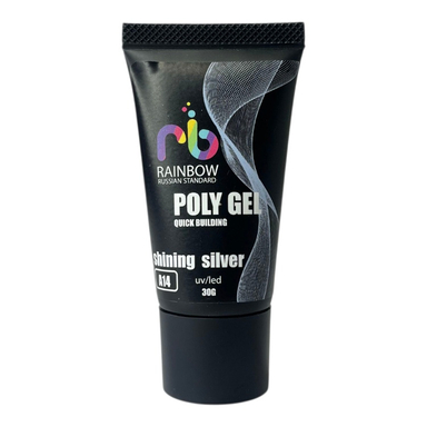 پلی ژل کاشت ناخن رینبو مدل Shining Silver کد A14 حجم 30 میلی لیتر