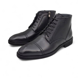 نیم بوت طبی مردانه چرم ریباری مدل Z28 رنگ مشکی