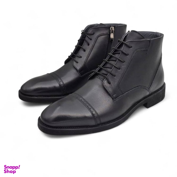 نیم بوت طبی مردانه چرم ریباری مدل Z28 رنگ مشکی