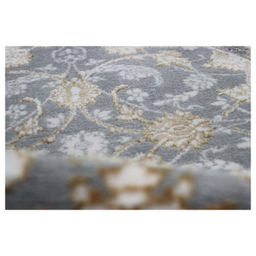 فرش گرد طرح زنبق رنگ زمینه طوسی