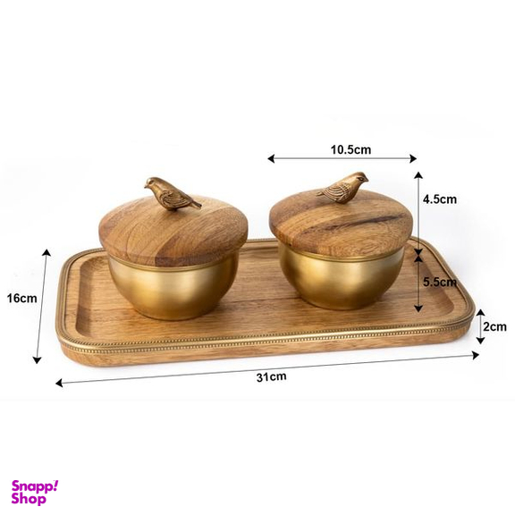 قندان گلد کیش مدل برد کد GK829476 بسته 2 عددی به همراه سینی