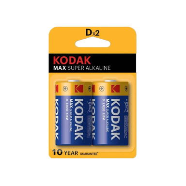 باتری سایز D کداک مدل MAX SUPER ALKALINE بسته دو عددی