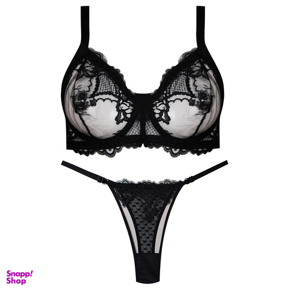 ست شورت و سوتین زنانه کارنا رز مدل فنردار کد 5168 رنگ مشکی