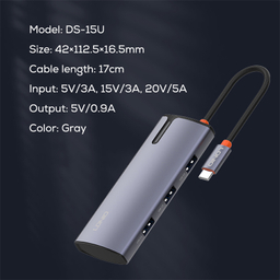 هاب 5 پورت Type-C الدینیو مدل DS-15U