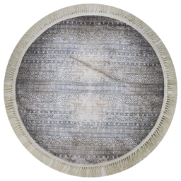 فرش گرد طرح مراکش رنگ زمینه طوسی