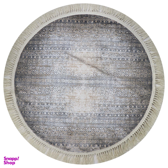 فرش گرد طرح مراکش رنگ زمینه طوسی