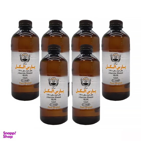 الکل مطلق 99.8٪ پارس الکل حجم 1000 سی سی بسته 6 عددی