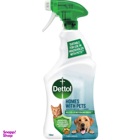 اسپری ضدعفونی کننده و خوشبو کننده دتول مدل حیوانات خانگی حجم 750 میلی لیتر