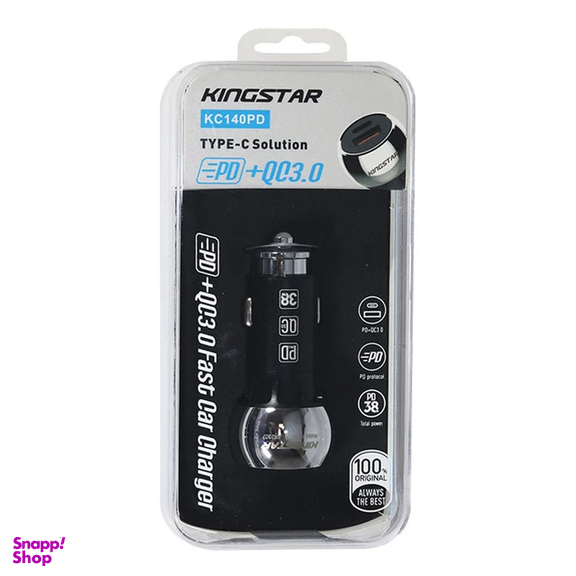 شارژر فندکی 38 وات کینگ استار مدل KC140 PD به همراه کابل USB-C