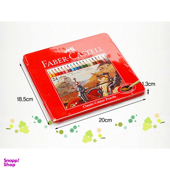 مداد رنگی 24 رنگ فابر کاستل جعبه فلزی مدل Classic