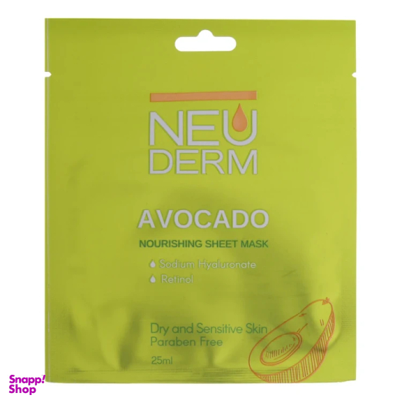 ماسک ورقه ای صورت نئودرم مدل Avocado حجم 25 میلی لیتر