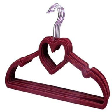 چوب لباسی مخمل طرح قلب مدل Heart بسته 5 عددی
