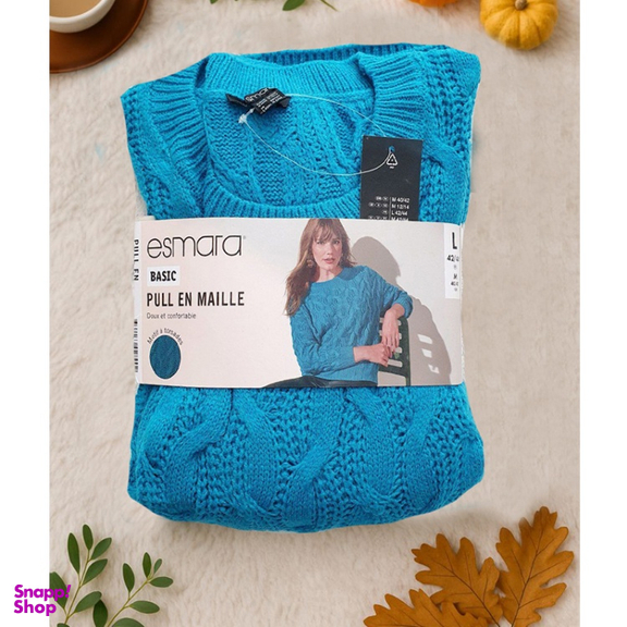 پلیور بافت زنانه اسمارا کد Z-YR54 رنگ آبی