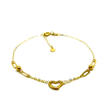 دستبند طلا 18 عیار زنانه طرح قلب کد 1003