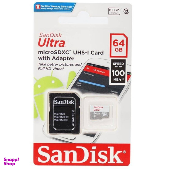کارت حافظه سن دیسک مدل Ultra MicroSDXC UHS-I ظرفیت 64 گیگابایت به همراه آداپتور