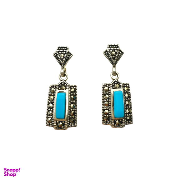 گوشواره نقره 925 عیار زنانه طرح نگین آبی کد EAR 001213
