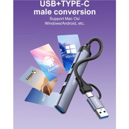 USB هاب 4 پورت USB/Type-C الدینیو مدل DS-64C