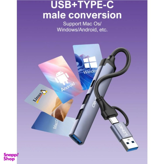 USB هاب 4 پورت USB/Type-C الدینیو مدل DS-64C