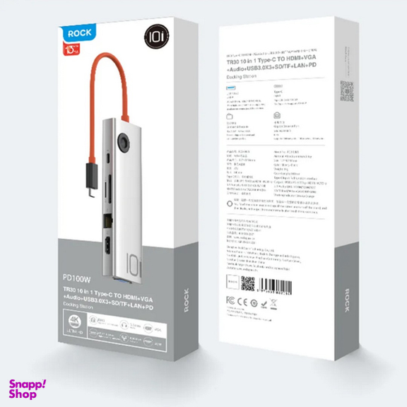هاب 10 پورت Type-C راک مدل TR30-Hub