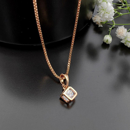 آویز گردنبند زنانه ژوپینگ مدل مکعب نگینی 491 رنگ طلایی
