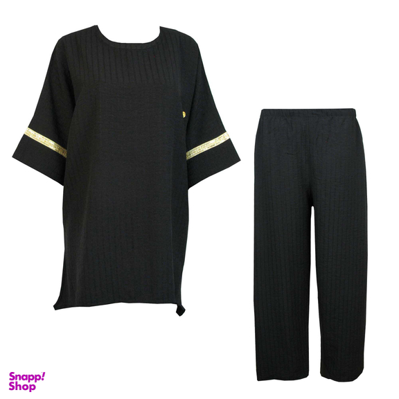 ست تونیک و شلوار شانتون کد 502 رنگ مشکی