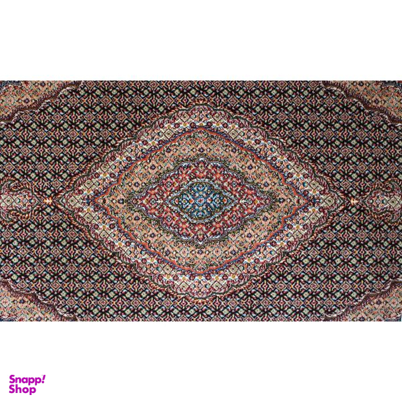 فرش ماشینی مدل بیضی طرح ریزماهی زمینه سرمه ای
