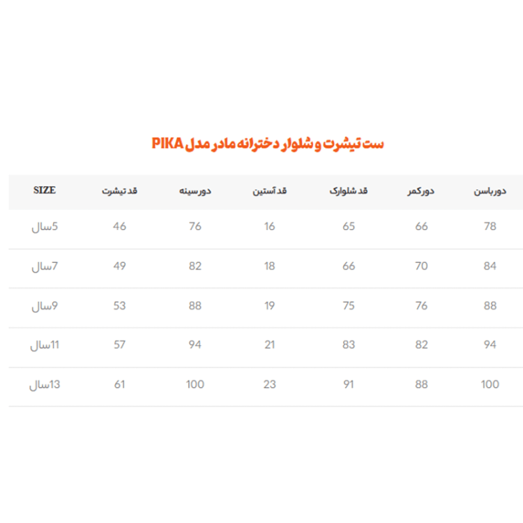 ست تیشرت و شلوارک دخترانه مادر مدل پیکا کد AM-MA-Pika