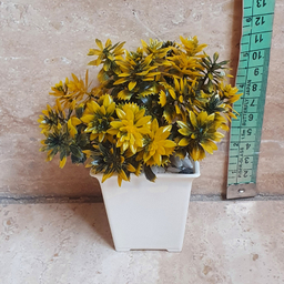 گلدان گل مصنوعی مدل JK17 رنگ زرد